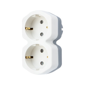 REXANT Двойник электрический 16 А с заземлением и защитными шторками, белый.