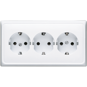 JUNG Розетка тройная с заземлением для кабельканалов белая