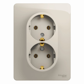 Systeme Electric Glossa Молочный Розетка 2-ая с/з (в сборе)