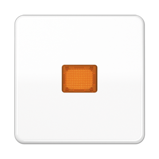 Клавиша с оранжевым окошком для выключателя с подсветкой, белая