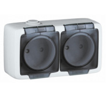 Hegel Альфа IP44 наруж Белая РА16-241 Розетка двойная брызгозащищенная