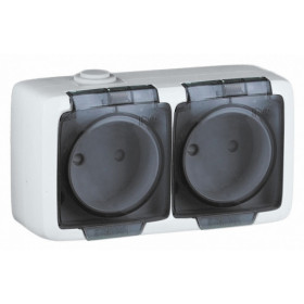 Hegel Альфа IP44 наруж Белая РА16-241 Розетка двойная брызгозащищенная