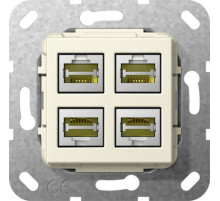 Gira S-55 Крем глянц Разъем MJ RJ45 Cat 6A 10 GB 4 местн. LSA Plus