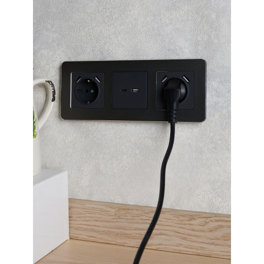 BRITE Роз. с з/к/ш 16А с USB A+A 2,1А РЮш10-1-БрГ граф. IEK