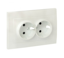 EKF PROxima Валенсия лицевая панель розетки 2-местной с/з 16А жемчуг с защ. штор..