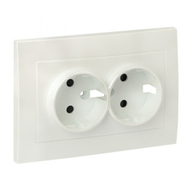 EKF PROxima Валенсия лицевая панель розетки 2-местной с/з 16А жемчуг с защ. штор..