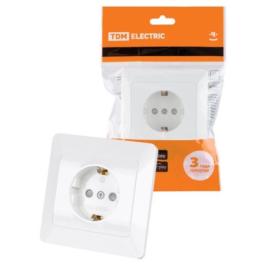 Розетка 2П+З с защ. шт. 16А 250В белая 
