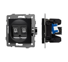 Arlight Механизм компьютерной розетки двойной SCT-MPC2-PL-BK-V (RJ-45, CAT6) (-)