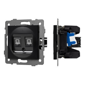 Arlight Механизм компьютерной розетки двойной SCT-MPC2-PL-BK-V (RJ-45, CAT6) (-)