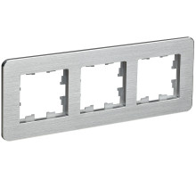 IEK BRITE DECOR Алюминий/алюм метал. скругл.угол Рамка 3-м РУ-3-1-Бр RE AL