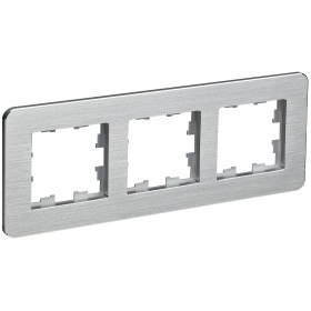 IEK BRITE DECOR Алюминий/алюм метал. скругл.угол Рамка 3-м РУ-3-1-Бр RE AL