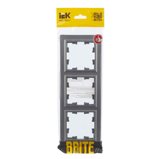 BRITE Рамка 3-мест. РУ-3-БрС сталь IEK