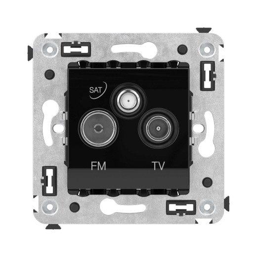 Розетка TV-FM-SAT в стену, Avanti, черный квадрат