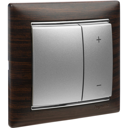 Рамка 1 пост - Legrand Valena - темное дерево/серебряный штрих