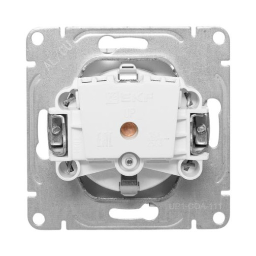 Механизм розетки, 16А, с заземлением, со шторками, алюминий Эпика EKF