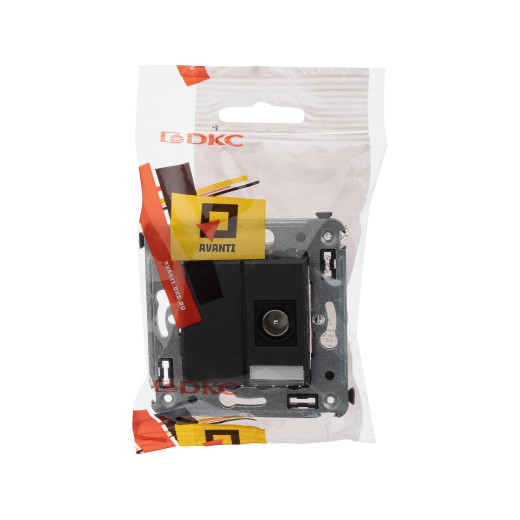 Розетка TV одиночная в стену, Avanti, черный матовый