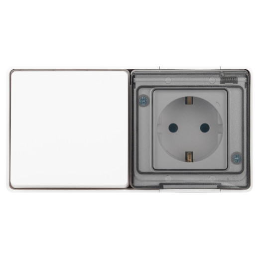 Блок розетка с выключателем ЭРА Эксперт 11-7501-01 IP55 16A-10AX-250В ОУ белый