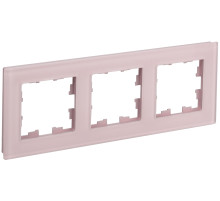IEK BRITE DECOR Розовый матовый стекло Рамка 3-мест. РУ-3-2-Бр