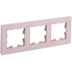 IEK BRITE DECOR Розовый матовый стекло Рамка 3-мест. РУ-3-2-Бр