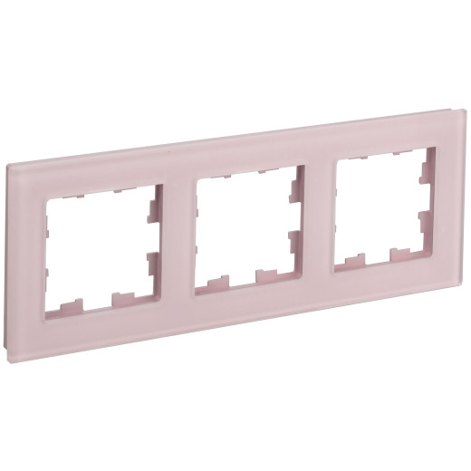 BRITE Рамка 3-мест. РУ-3-2-Бр стекло розовый матовый IEK