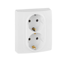 Legrand Etika Белый Розетка 2-ая с/з со шторками, автоматические клеммы..