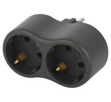 ЭРА Разветвитель электрический SPx-2e-B на 2 розетки с заземлением 16А черный