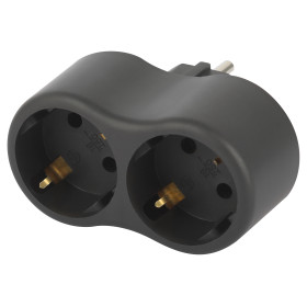 ЭРА Разветвитель электрический SPx-2e-B на 2 розетки с заземлением 16А черный