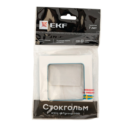 Стокгольм Рамка 1-местная белая с линией цвета синий EKF PROxima