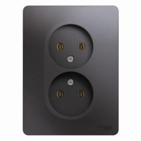 Systeme Electric Glossa Графит Розетка 2-ая б/з (в сборе)