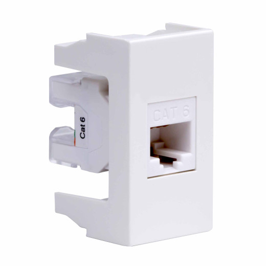 Компьютерная розетка RJ-45, кат. 6, 8P8C, Viva, белая, 1 модуль