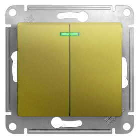 Systeme Electric Glossa Фисташковый Выключатель 2-клавишный с подсветкой, сх.5а, 10AX
