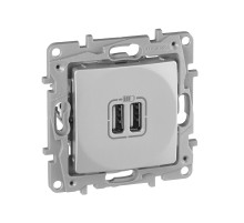 Legrand Etika Алюминий Розетка USB 2-ая 240В/5В 2400мА.