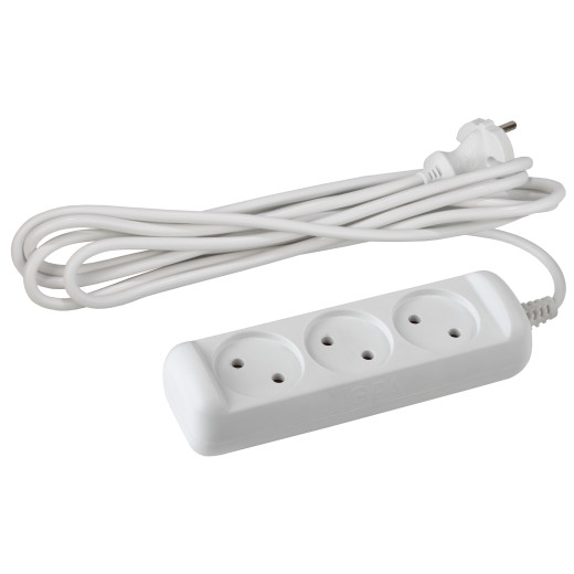Удлинитель электрический ЭРА  UX(6)-3-5m без заземления 3 розетки 5м ПВС 2x0,75мм2 6А