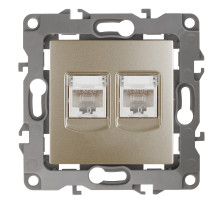 ЭРА Розетка Серия 12 12-3108-04 информационная двойная 2XRJ45 IP20 шампань