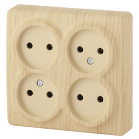 ЭРА Розетка Эксперт 11-2210-11 четверная 4х2P 16A-250В IP20 ОУ горизонт. сосна