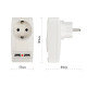 Разветвитель электрический ЭРА SP-1e-USB-W на 1 розетку + 2 USB с заземлением 16А белый