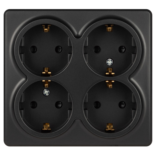 Розетка ЭРА Эксперт 11-2211-05 четырехместная с заземлением 4х2P+E Schuko со шторками IP20 16A-250В ОУ антрацит