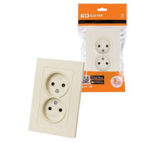 TDM Розетка двойная 2П 10А 250В с защ. шт. сл. кость 