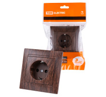 TDM Розетка 2П+З 16А 250В с защ. шт. венге 