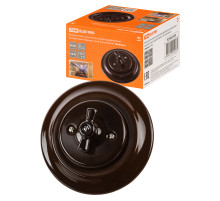 TDM Выключатель скрытой установки фарфоровый поворотный перекрёстный с ручкой (бантик) 10А коричневый «Б