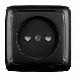 HEGEL Черный РА16-104-08 Розетка открытой установки, одноместная, со шторкой, с изолирующей пластиной