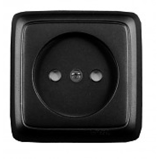 РА16-104-08 Розетка открытой установки, одноместная, со шторкой, с изолирующей пластиной, цвет черный