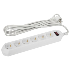 ЭРА Сетевой фильтр  USF-6es-1,5m-W с базовой защитой с заземлением с выключателем 6 розеток 1,5м 10А белый