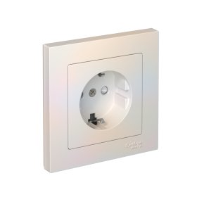 Systeme Electric AtlasDesign Жемчуг Розетка с заземлением со шторками, 16А, в сборе, быстрозажим. клем.