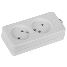 ЭРА Колодка K-2 2 розетки без зазeмления белая