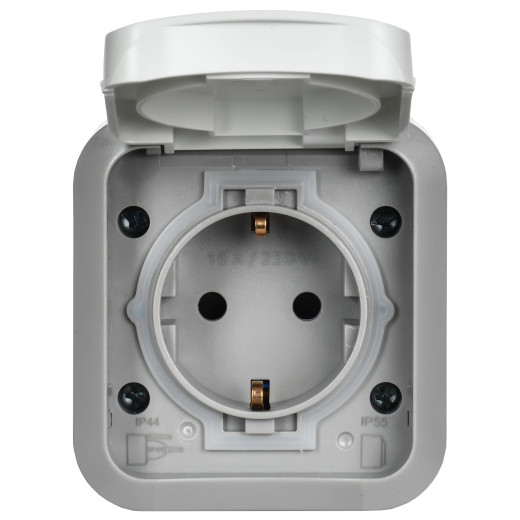 TORS Роз. 1-я с з/к кр с ик самок 16А IP55 TS321 сер-бел IEK