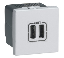 Legrand Mosaic Алюминий Розетка USB для зарядки двойная.