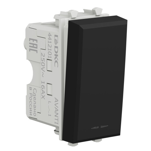 Выключатель модульный, Avanti, черный матовый, 1 модуль