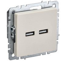 IEK BRITE BASE Бежевый Розетка USB A+A 3,1А РЮ10-1-БрКр