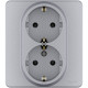 Розетка двойная с заземлением - Legrand/Daccord Inspiria - без шторок в сборе 16А 250В винтовые зажимы - алюминий